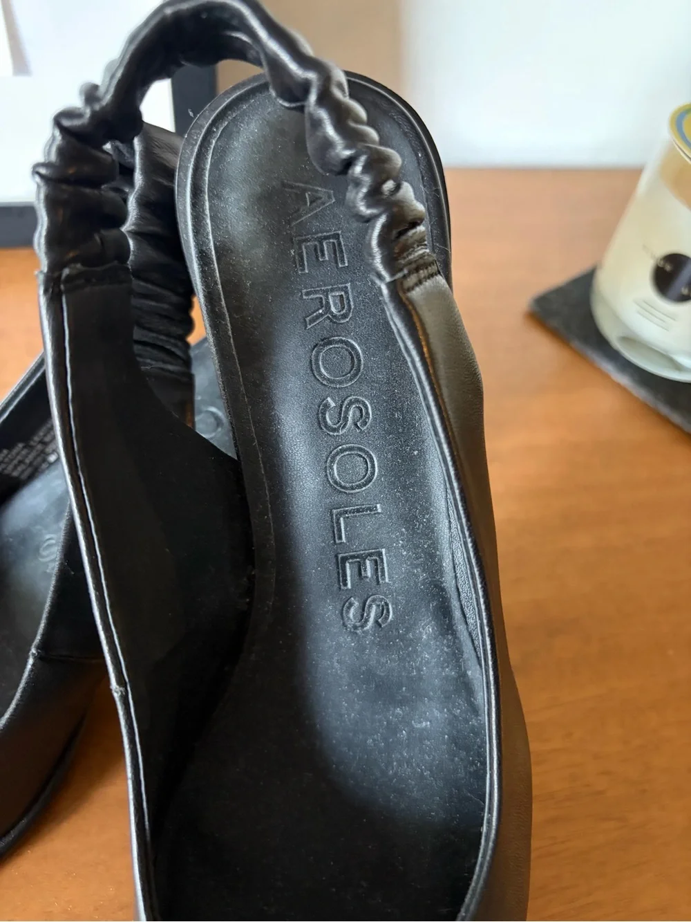 AEROSOLES Black Slingback Block Heels
